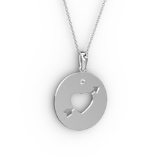 Ok Kalp Kolye - Beyaz zirkon 925 ayar gümüş kolye (40 cm beyaz altın rolo zincir) #1woq0ad