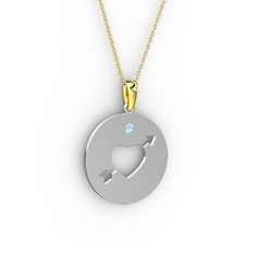Ok Kalp Kolye - Akuamarin 8 ayar beyaz altın kolye (40 cm altın rolo zincir) #8j93ev
