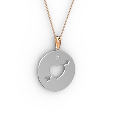 Ok Kalp Kolye - Beyaz zirkon 14 ayar beyaz altın kolye (40 cm gümüş rolo zincir) #8vmu5s