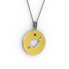 Ok Kalp Kolye - Kök yakut 14 ayar altın kolye (40 cm gümüş rolo zincir) #d6jhc4