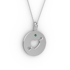 Ok Kalp Kolye - Yeşil kuvars 8 ayar beyaz altın kolye (40 cm gümüş rolo zincir) #d999jn