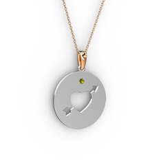 Ok Kalp Kolye - Peridot 925 ayar gümüş kolye (40 cm rose altın rolo zincir) #rqii9k