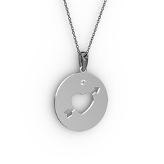 Ok Kalp Kolye - Beyaz zirkon 925 ayar gümüş kolye (40 cm gümüş rolo zincir) #usazq0