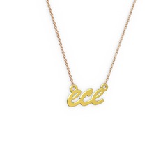 El Yazılı İsim Kolye - 18 ayar altın kolye (3 karakterli el yazısı, 40 cm rose altın rolo zincir) #jao3vt