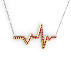 Kalp Ritmi Kolye - Rodolit garnet 8 ayar altın kolye (40 cm beyaz altın rolo zincir) #166f1gq