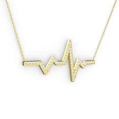 Kalp Ritmi Kolye - Beyaz zirkon 8 ayar altın kolye (40 cm altın rolo zincir) #1aakwmo