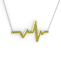 Kalp Ritmi Kolye - Peridot 925 ayar altın kaplama gümüş kolye (40 cm beyaz altın rolo zincir) #1d52e8h