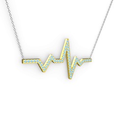 Kalp Ritmi Kolye - Akuamarin 8 ayar altın kolye (40 cm beyaz altın rolo zincir) #9vf2zj
