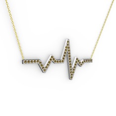 Kalp Ritmi Kolye - Dumanlı kuvars 8 ayar beyaz altın kolye (40 cm altın rolo zincir) #bza806