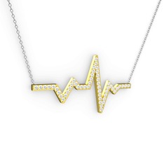 Kalp Ritmi Kolye - Beyaz zirkon 8 ayar altın kolye (40 cm beyaz altın rolo zincir) #dluu9k