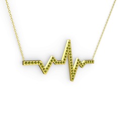 Kalp Ritmi Kolye - Peridot 8 ayar altın kolye (40 cm gümüş rolo zincir) #duhbhw