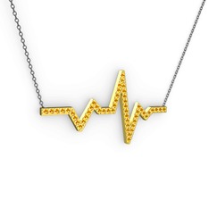 Kalp Ritmi Kolye - Sitrin 18 ayar altın kolye (40 cm gümüş rolo zincir) #j1qr0r