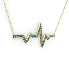 Kalp Ritmi Kolye - Yeşil kuvars 14 ayar rose altın kolye (40 cm altın rolo zincir) #t0miin