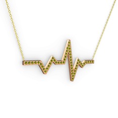 Kalp Ritmi Kolye - Peridot 18 ayar rose altın kolye (40 cm gümüş rolo zincir) #wywpd