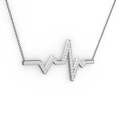 Kalp Ritmi Kolye - Beyaz zirkon 925 ayar gümüş kolye (40 cm gümüş rolo zincir) #ymydcy