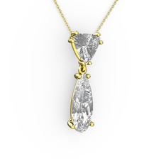 Arowana Kolye - Swarovski ve beyaz zirkon 8 ayar altın kolye (40 cm altın rolo zincir) #1jwhmad