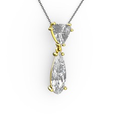 Arowana Kolye - Beyaz zirkon ve swarovski 925 ayar altın kaplama gümüş kolye (40 cm gümüş rolo zincir) #1sj8fb9