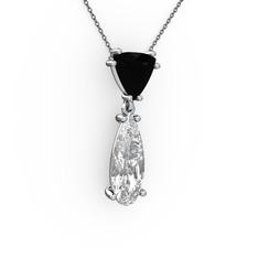 Arowana Kolye - Siyah zirkon ve beyaz zirkon 925 ayar gümüş kolye (40 cm gümüş rolo zincir) #q05g06