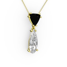 Arowana Kolye - Siyah zirkon ve swarovski 925 ayar altın kaplama gümüş kolye (40 cm gümüş rolo zincir) #tb1y8e