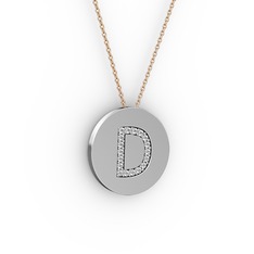 D Baş Harf Kolye - Beyaz zirkon 925 ayar gümüş kolye (40 cm gümüş rolo zincir) #cagxee