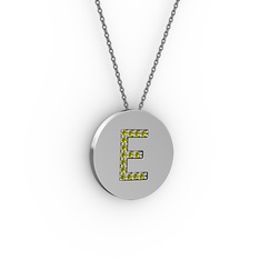 E Baş Harf Kolye - Peridot 925 ayar gümüş kolye (40 cm gümüş rolo zincir) #11smxa3