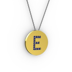 E Baş Harf Kolye - Lab safir 14 ayar altın kolye (40 cm gümüş rolo zincir) #kzpw2n