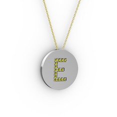 E Baş Harf Kolye - Peridot 925 ayar gümüş kolye (40 cm altın rolo zincir) #s0bkj