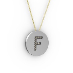F Baş Harf Kolye - Dumanlı kuvars 925 ayar gümüş kolye (40 cm altın rolo zincir) #kgr9co