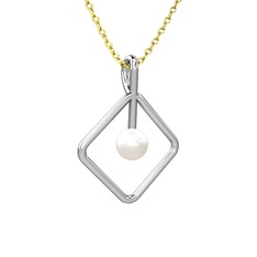Perla İnci Kolye - Inci 18 ayar beyaz altın kolye (40 cm altın rolo zincir) #1ii5g2b