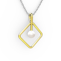 Perla İnci Kolye - Inci 8 ayar altın kolye (40 cm beyaz altın rolo zincir) #1jh0zdy