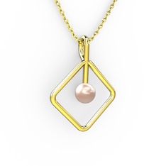 Perla İnci Kolye - Pembe inci 14 ayar altın kolye (40 cm altın rolo zincir) #ogj429