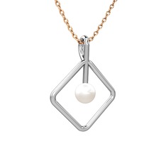 Perla İnci Kolye - Inci 18 ayar beyaz altın kolye (40 cm gümüş rolo zincir) #pwyd61