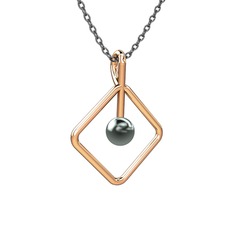 Perla İnci Kolye - Siyah inci 925 ayar rose altın kaplama gümüş kolye (40 cm gümüş rolo zincir) #sn3rb0