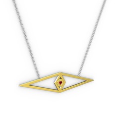 Göz Kolye - Garnet 14 ayar altın kolye (40 cm beyaz altın rolo zincir) #15fejo7