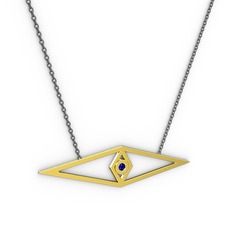Göz Kolye - Lab safir 18 ayar altın kolye (40 cm gümüş rolo zincir) #xehsx6