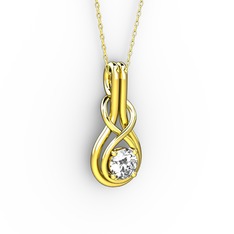 Düğüm Kolye - Beyaz zirkon 18 ayar altın kolye (40 cm altın rolo zincir) #19sk57n
