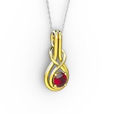 Düğüm Kolye - Garnet 14 ayar altın kolye (40 cm beyaz altın rolo zincir) #1hceiu8