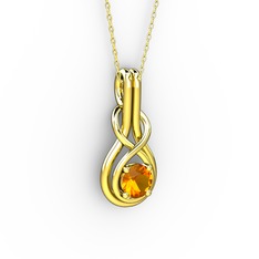 Düğüm Kolye - Sitrin 8 ayar altın kolye (40 cm altın rolo zincir) #1k9wlcy