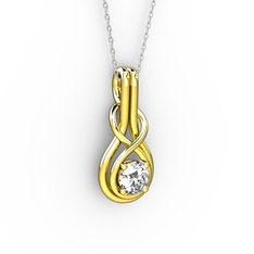 Düğüm Kolye - Pırlanta 8 ayar altın kolye (0.5 karat, 40 cm beyaz altın rolo zincir) #1piv186