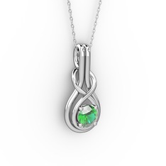 Düğüm Kolye - Yeşil kuvars 925 ayar gümüş kolye (40 cm beyaz altın rolo zincir) #1r7quzx