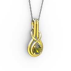 Düğüm Kolye - Peridot 18 ayar altın kolye (40 cm gümüş rolo zincir) #3g7fcp