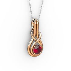 Düğüm Kolye - Garnet 8 ayar rose altın kolye (40 cm beyaz altın rolo zincir) #jxq39q