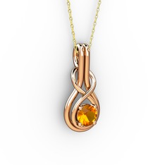 Düğüm Kolye - Sitrin 14 ayar rose altın kolye (40 cm altın rolo zincir) #l4ryax