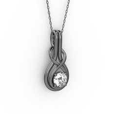 Düğüm Kolye - Pırlanta 925 ayar siyah rodyum kaplama gümüş kolye (0.5 karat, 40 cm gümüş rolo zincir) #nxhob3