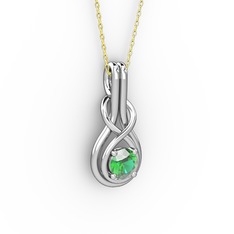 Düğüm Kolye - Yeşil kuvars 925 ayar gümüş kolye (40 cm altın rolo zincir) #y39vpz