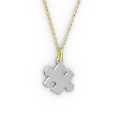 Puzzle Kolye - 8 ayar beyaz altın kolye (40 cm altın rolo zincir) #16t5lm4
