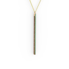Su Yolu Kolye - Yeşil kuvars 18 ayar rose altın kolye (40 cm gümüş rolo zincir) #113pxj5