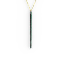 Su Yolu Kolye - Yeşil kuvars 925 ayar siyah rodyum kaplama gümüş kolye (40 cm altın rolo zincir) #15ut4rd