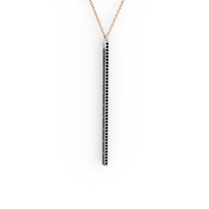 Su Yolu Kolye - Siyah zirkon 925 ayar gümüş kolye (40 cm rose altın rolo zincir) #18fxsyi