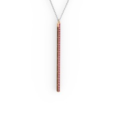 Su Yolu Kolye - Rodolit garnet 18 ayar rose altın kolye (40 cm beyaz altın rolo zincir) #1btkpja